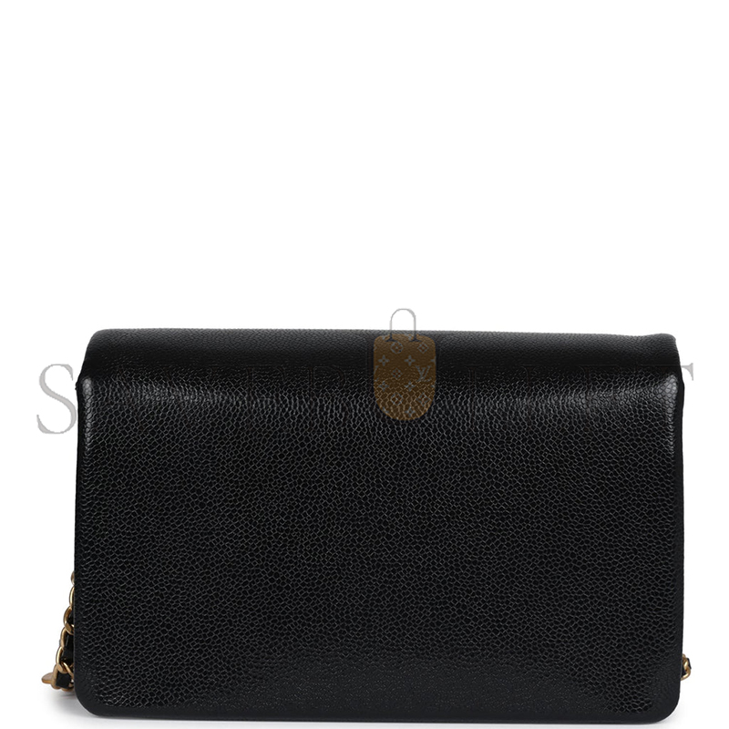 CHANEL MASTER SMALL FLAP BAG BLACK SHINY GRAINED CALFSKIN BRUSHED GOLD HARDWARE  AS5186 (23*15*8cm)